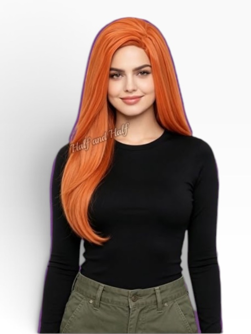 NWT Long Straight Orange Ginger 24 Inch Cosplay Anime Halloween Wig